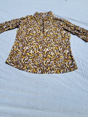 Ibkul Shirt Women's Small Animal Print 3/4 Sleeve 1/4 Zip Outdoor Active UPF 50+